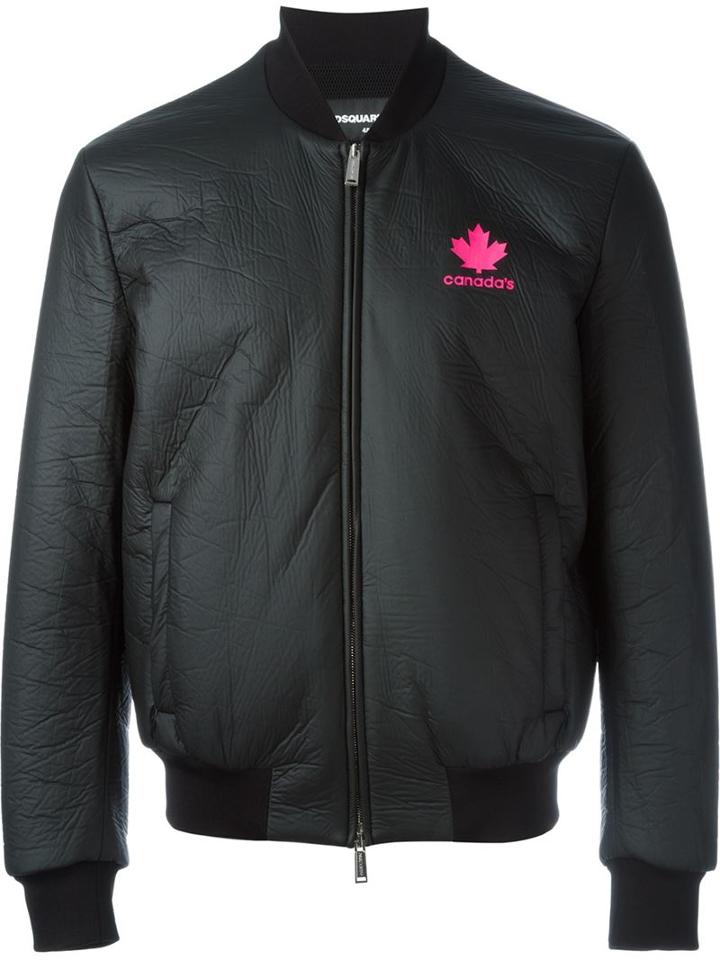 Dsquared2 Classic Bomber Jacket, Men's, Size: 46, Black, Polyester/polyurethane/cotton