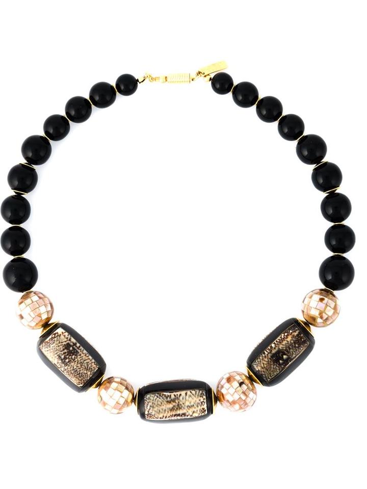 Balenciaga Vintage Beaded Necklace, Women's, Black