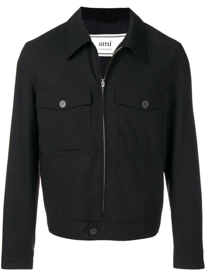 Ami Alexandre Mattiussi Patched Pockets Zipped Jacket - Black