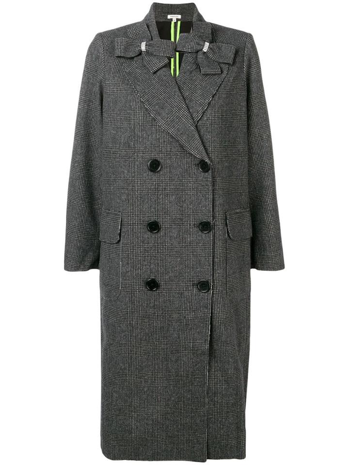 Manoush Double Breasted Check Coat - Grey