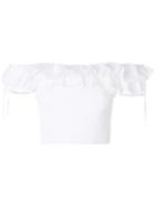 Kendall+kylie Ruffle Neck Top - White