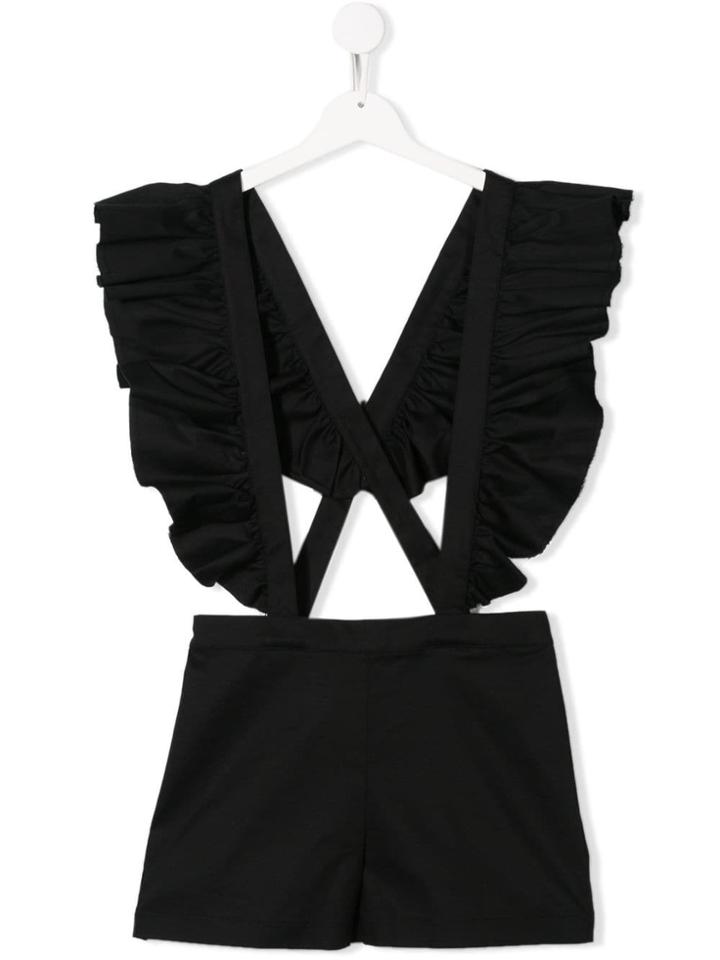 Dondup Kids Ruffle Trim Playsuit - Black