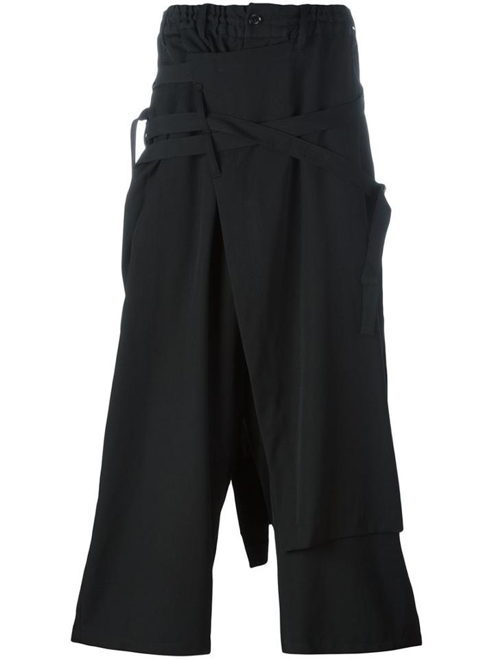 Yohji Yamamoto Strappy Wide-legged Cropped Trousers
