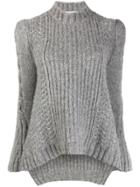 Stella Mccartney Rib-knit Structured-shoulder Sweater - Grey