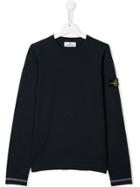 Stone Island Junior Knitted Logo Patch Jumper - Blue