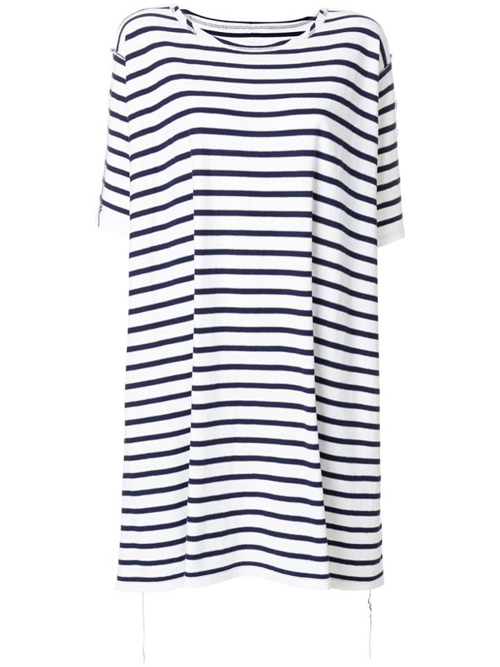 Mm6 Maison Margiela Striped T-shirt Dress - White