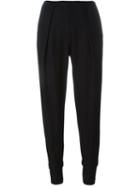 Emporio Armani Pleated High-waisted Trousers, Women's, Size: 42, Black, Polyamide/spandex/elastane/viscose