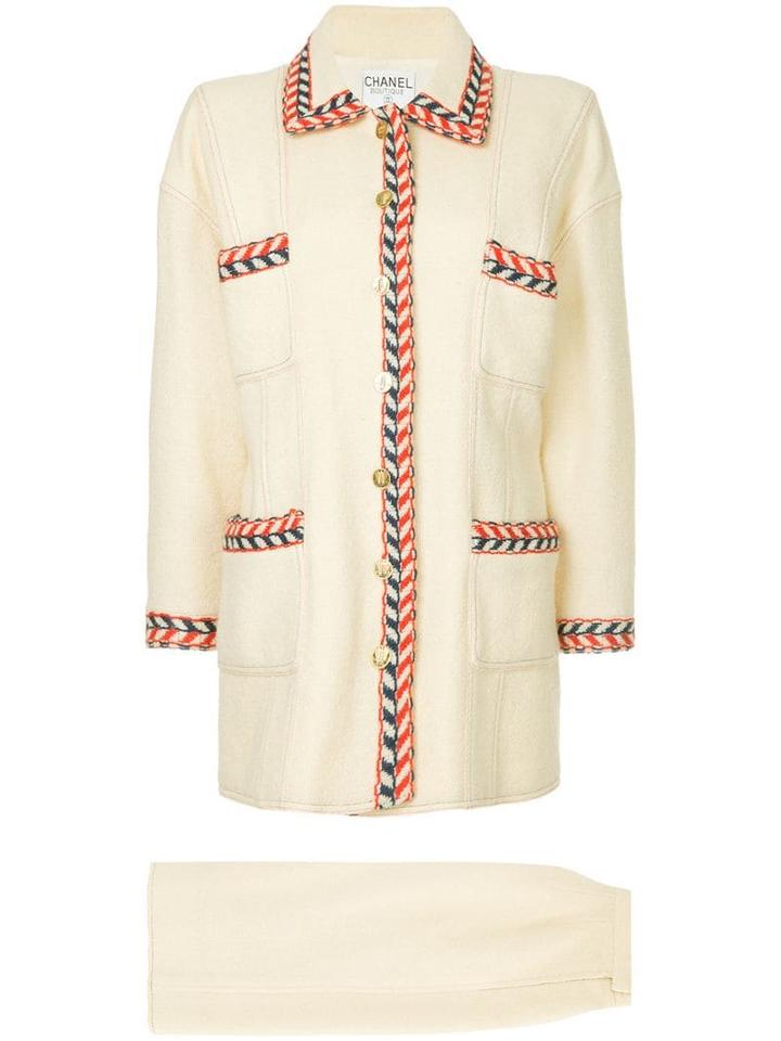 Chanel Pre-owned Contrast-trim Two-piece Suit - White