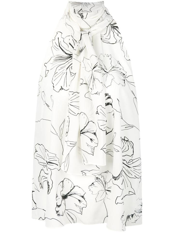 Diane Von Furstenberg - Floral Print Halterneck Blouse - Women - Silk - M, White, Silk