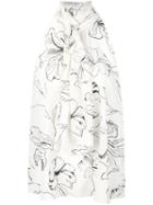 Diane Von Furstenberg - Floral Print Halterneck Blouse - Women - Silk - M, White, Silk