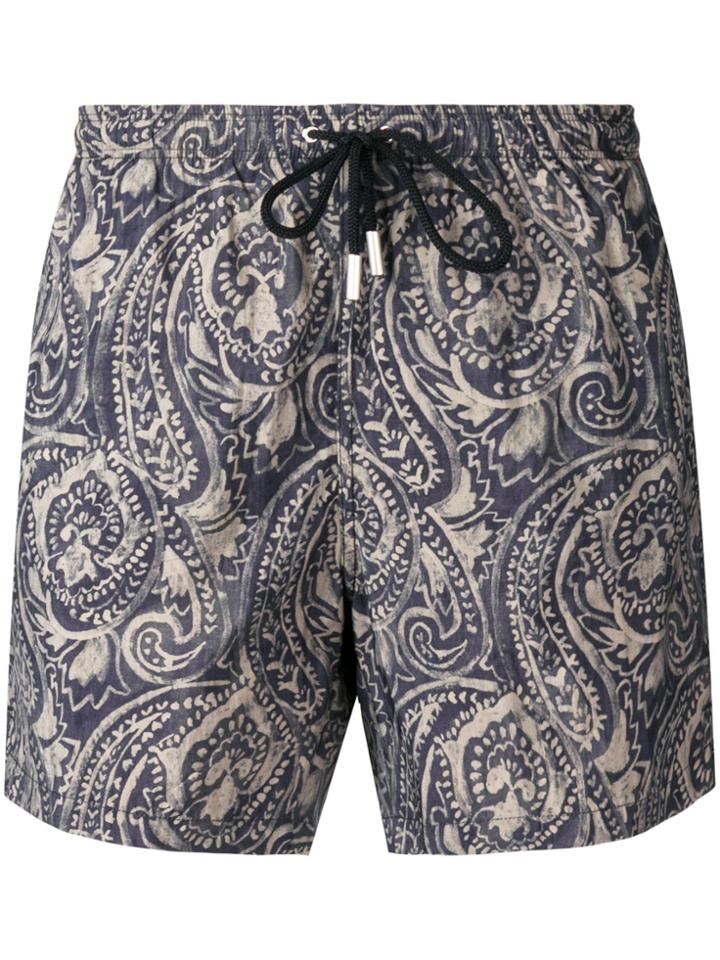 Paolo Pecora Drawstring Paisley Swim Shorts - Black