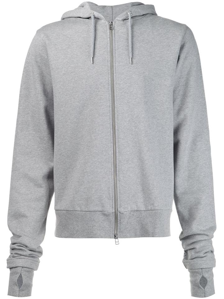 Hood By Air Embroidered Hood Zipped Hoodie, Adult Unisex, Size: Large, Grey, Cotton