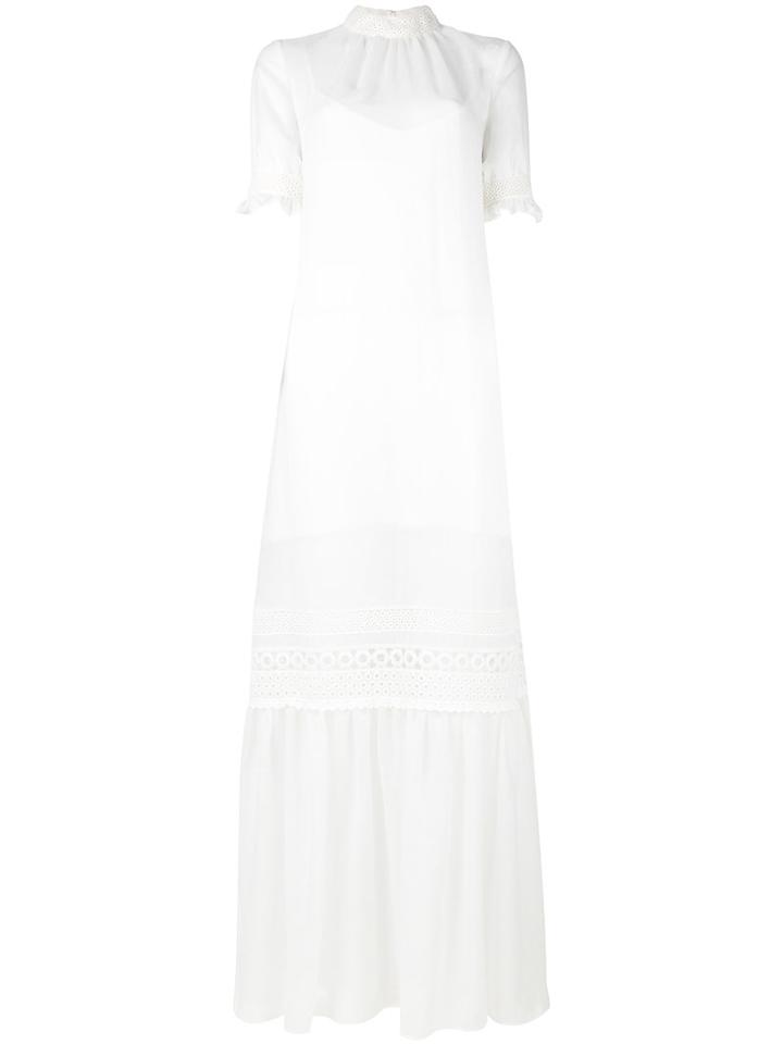 Lace Detail Full Length Dress - Women - Cotton/polyester/spandex/elastane - 36, White, Cotton/polyester/spandex/elastane, Mcq Alexander Mcqueen