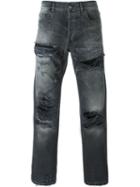 Faith Connexion Distressed Straight Leg Jeans, Men's, Size: 28, Grey, Cotton
