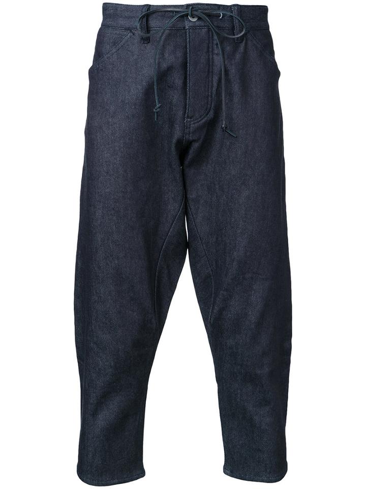 Kazuyuki Kumagai Cropped Denim Trousers, Men's, Size: 2, Blue, Cotton/polyurethane