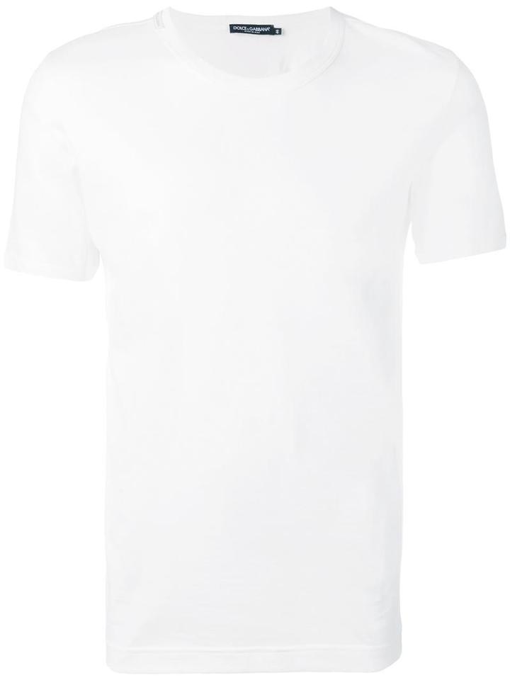 Dolce & Gabbana Round Neck T-shirt, Men's, Size: 48, White, Cotton
