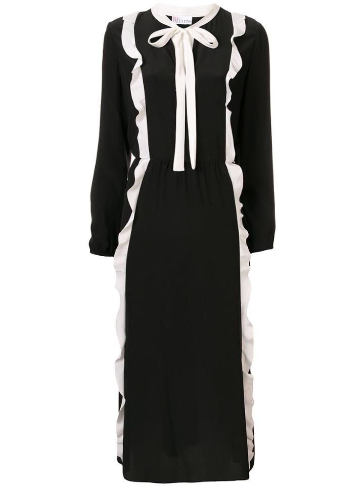 Red Valentino Contrast Ruffles Dress - Black
