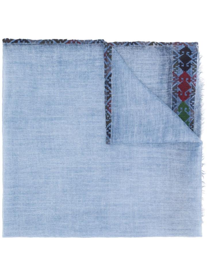 Faliero Sarti Embroidered Denim Scarf - Blue