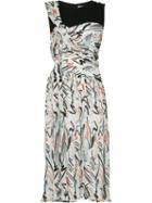 Adeam - Abstract Print Midi Dress - Women - Polyester - 4, White, Polyester
