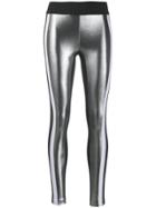 No Ka' Oi Side Stripe Metallic Leggings - Silver