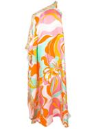 Emilio Pucci Rivera Print Single Shoulder Evening Dress - Orange