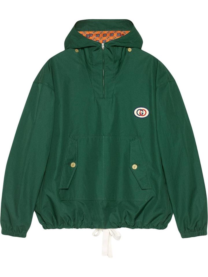 Gucci Hooded Cotton Jacket With Patch - Green