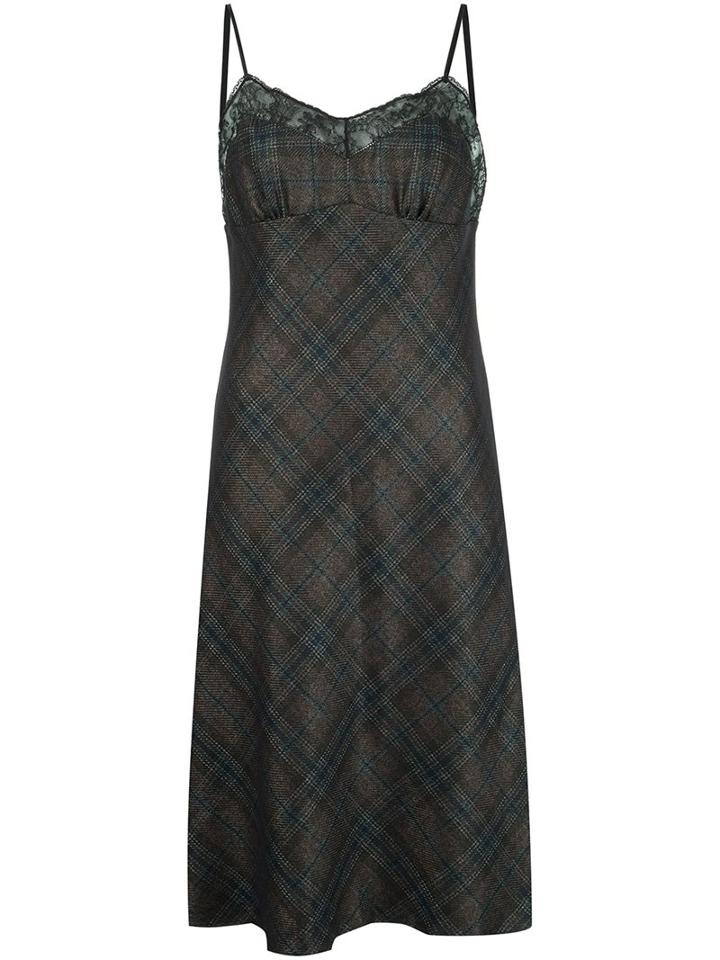 Maison Margiela Checked Lace Trim Dress