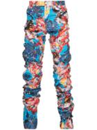 Comme Des Garçons Vintage Twisted Leg Print Pants With White Zip -
