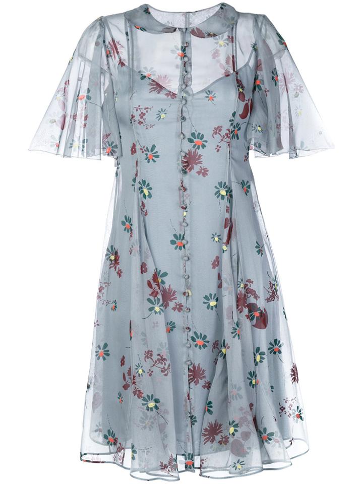 Valentino Flowers Fall Dress - Blue