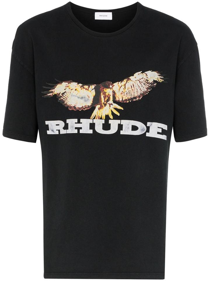 Rhude Eagle Print Cotton T-shirt - Black