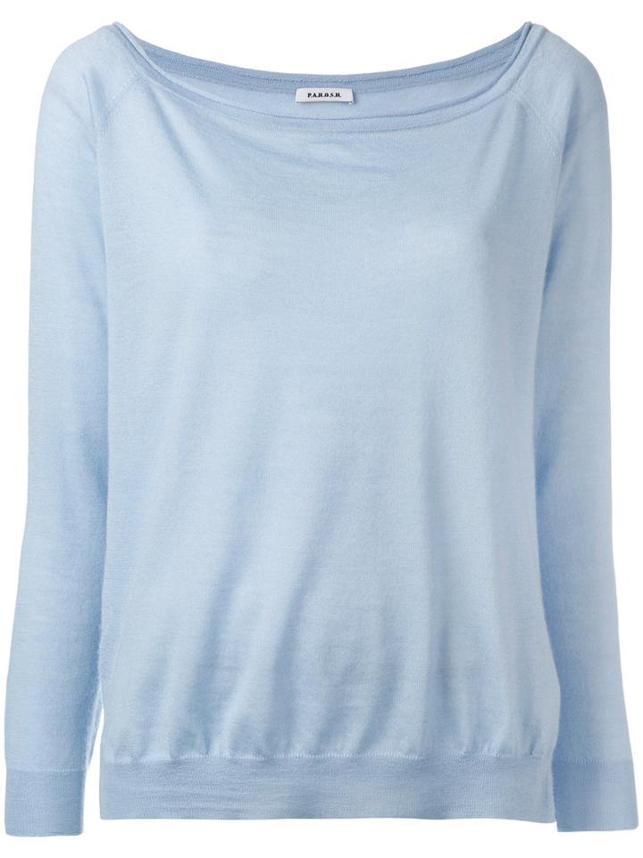 P.a.r.o.s.h. Knitted Slit-hem Sweater, Women's, Size: Xs, Blue, Cashmere