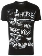 Dsquared2 Graffiti T-shirt, Men's, Size: Small, Black, Cotton