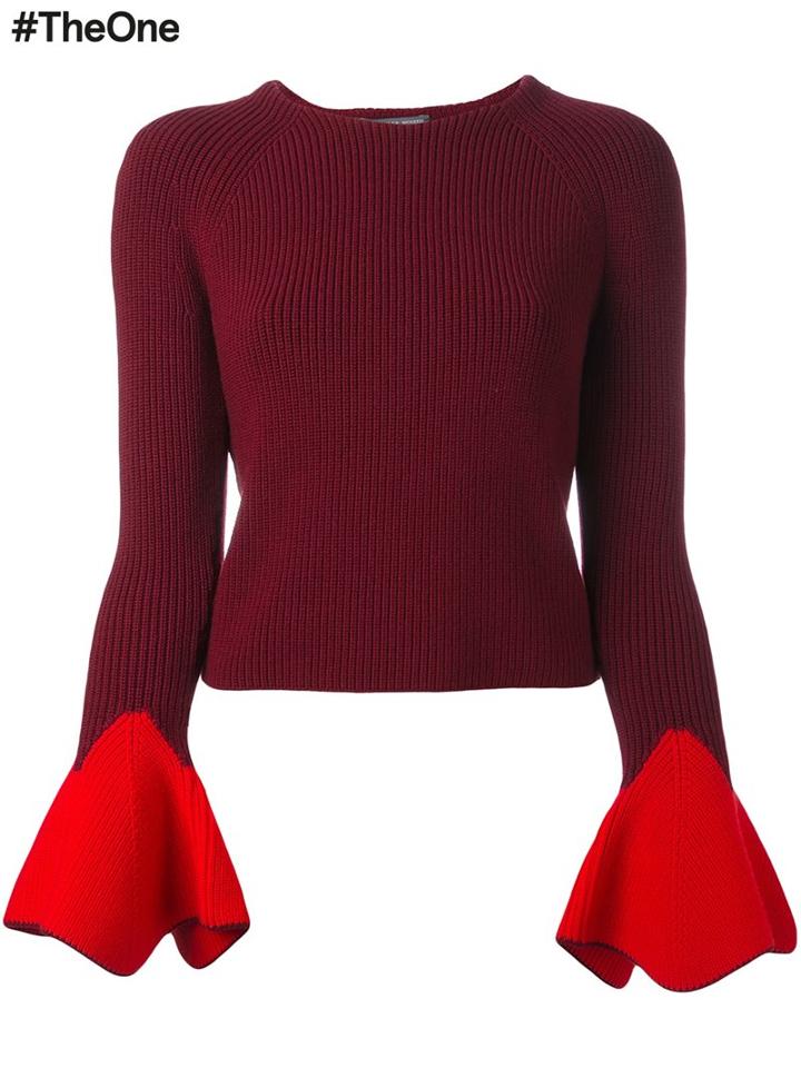 Alexander Mcqueen Bell Sleeve Jumper, Women's, Size: Medium, Red, Wool