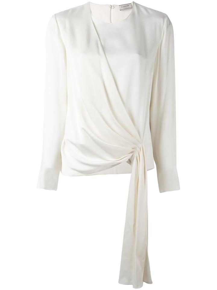 Lanvin Gathered Front Blouse, Women's, Size: 40, Nude/neutrals, Acetate/viscose