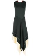 Victoria Beckham Contrast Strap Flare Midi Dress - Black