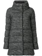 Herno - Tweed Padded Coat - Women - Cotton/polyamide/polyester/virgin Wool - 48, Black, Cotton/polyamide/polyester/virgin Wool