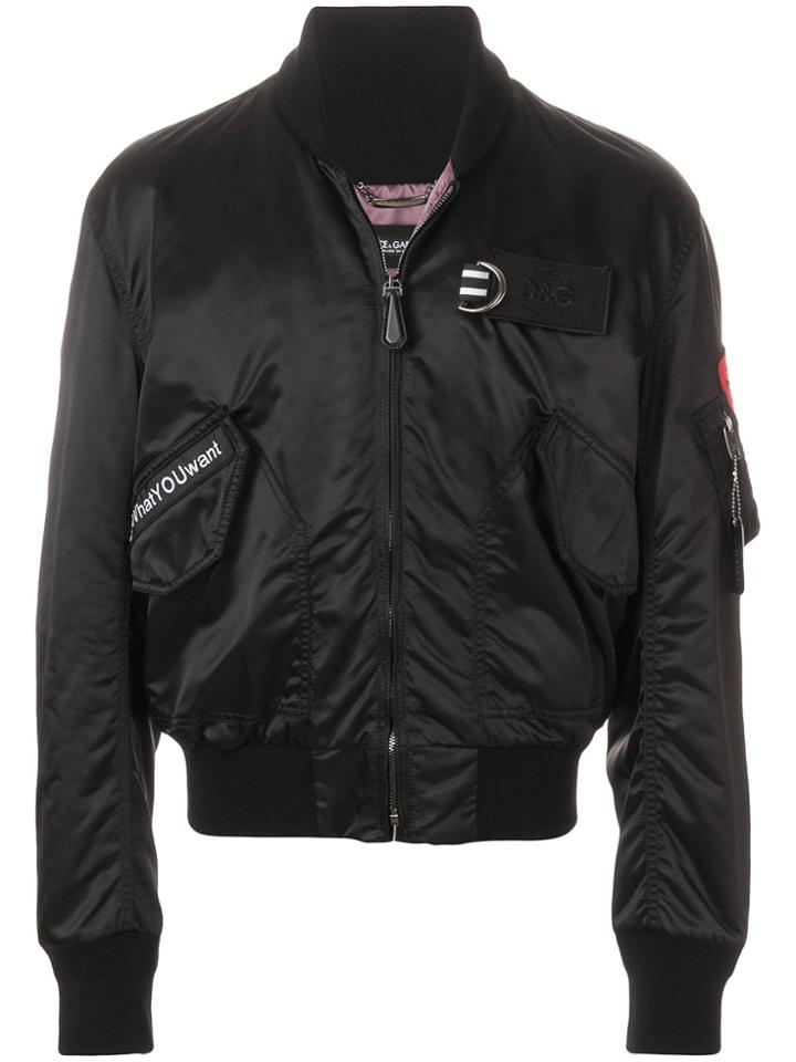 Dolce & Gabbana Patch Bomber Jacket - Black