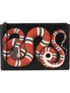 Gucci Kingsnake Print Clutch, Black, Leather