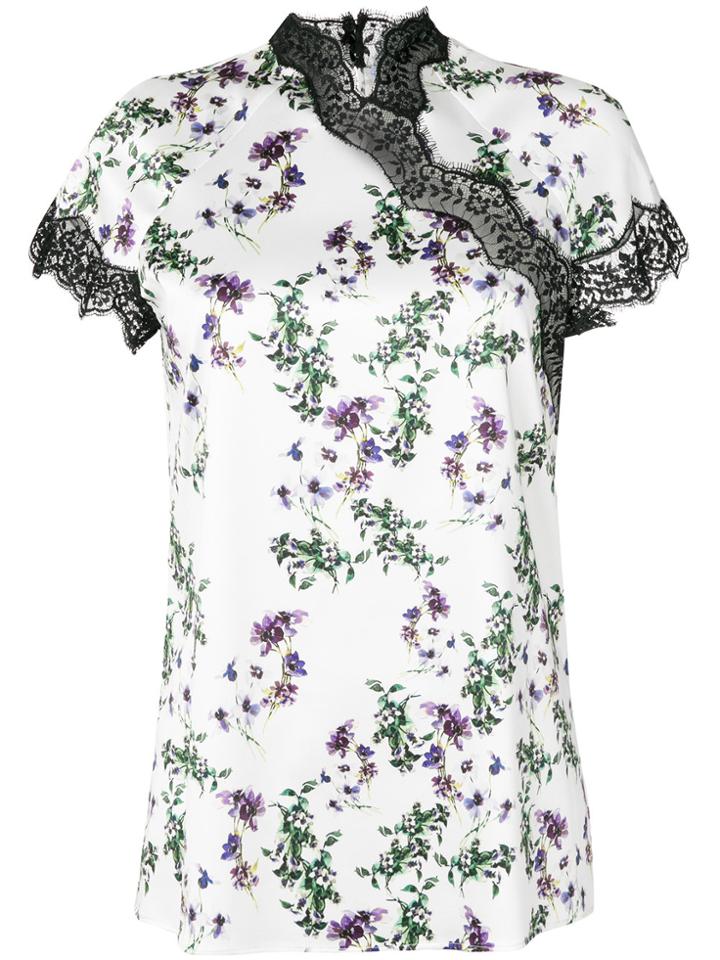Blumarine Lace Trim Floral Top - White