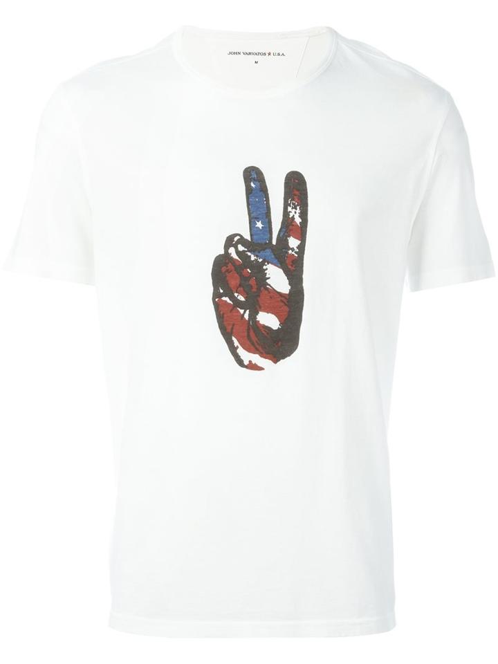 John Varvatos Hand Print T-shirt, Men's, Size: Small, White, Cotton