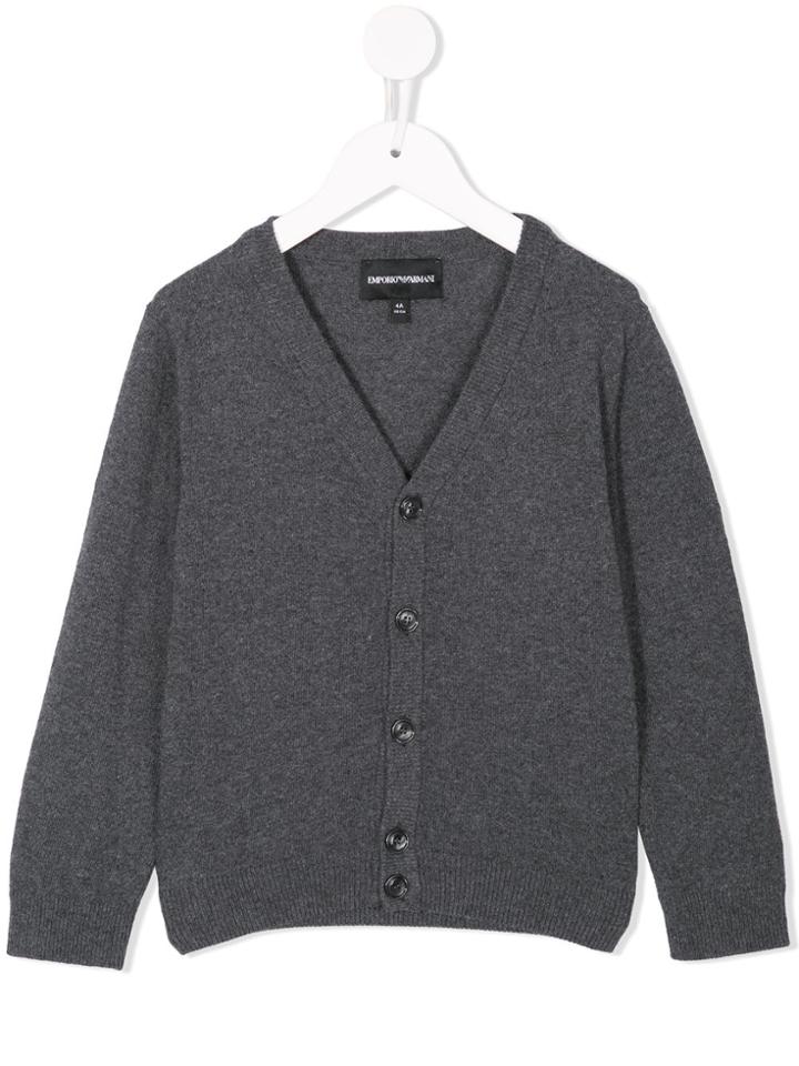 Emporio Armani Kids V-neck Cardgan - Grey
