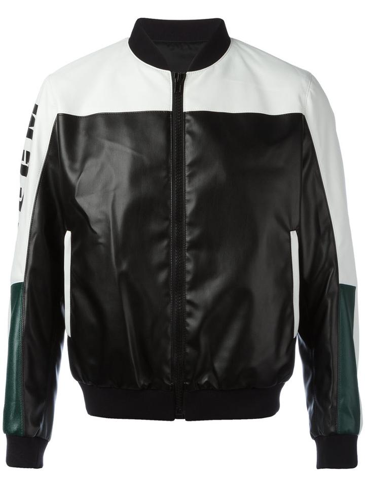 Msgm - Colour Block Bomber Jacket - Men - Polyester/polyurethane/acetate/viscose - 48, Black, Polyester/polyurethane/acetate/viscose