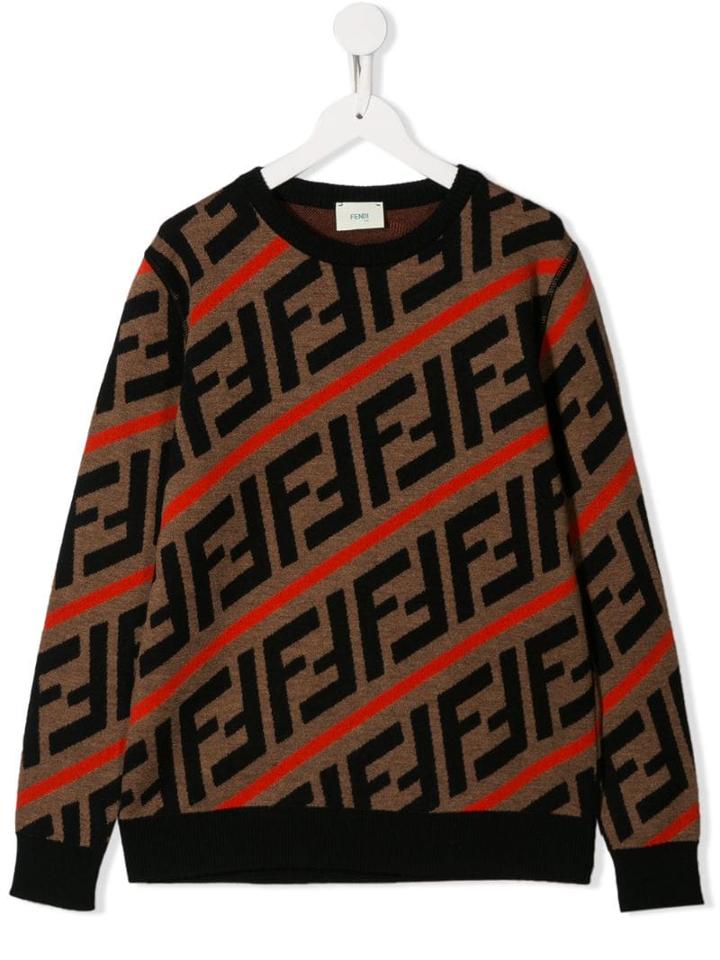 Fendi Kids Ff Logo Sweater - Neutrals