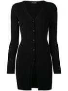 Twin-set - Long Ribbed Cardigan - Women - Polyester/viscose - L, Black, Polyester/viscose