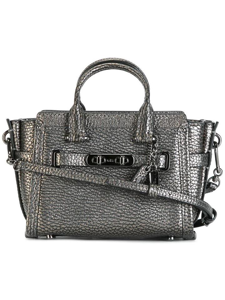 Coach Metallic Crossbody Bag, Women's, Grey, Calf Leather