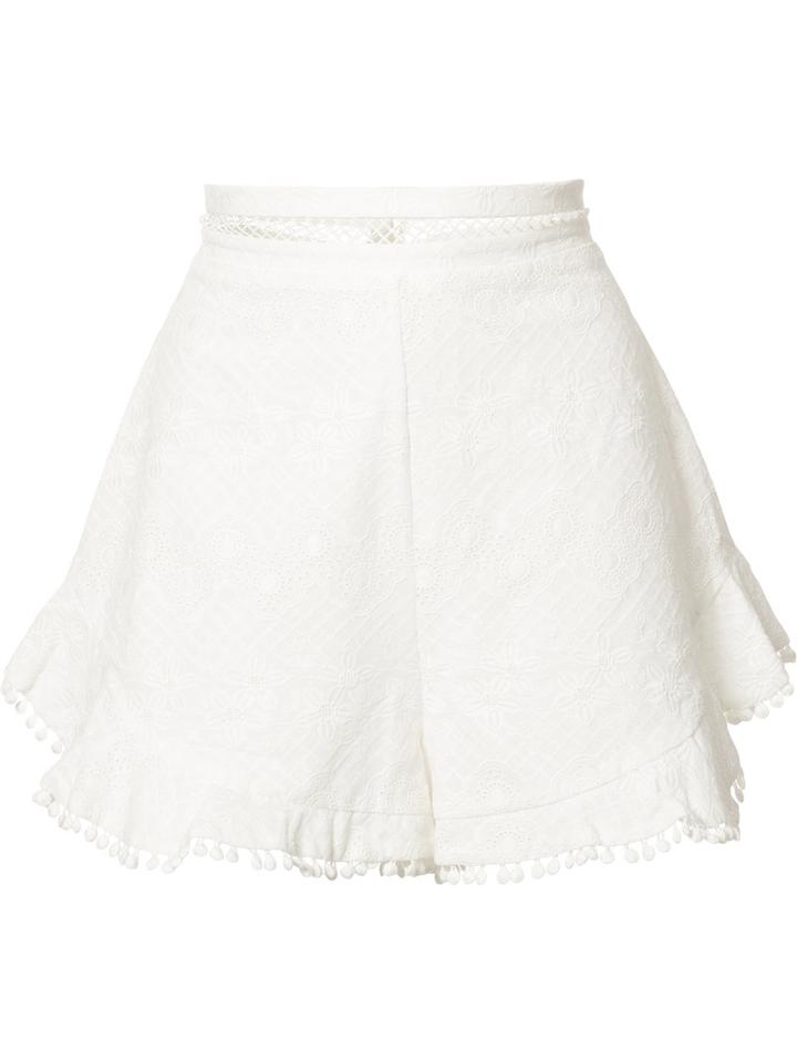 Zimmermann Embroidered Detail Shorts, Women's, Size: Small, White, Cotton