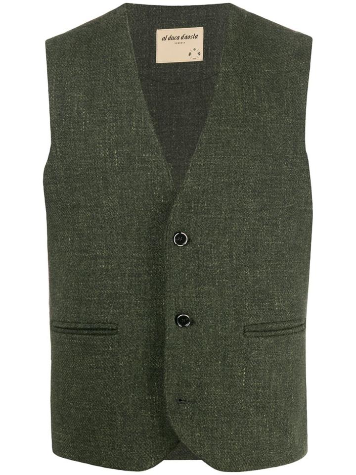 Al Duca D'aosta 1902 Mottled Weave Gilet - Green
