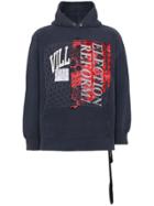 Election Reform Embroidered Print Hoodie - Blue