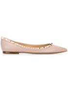 Valentino 'rockstud' Ballerinas, Women's, Size: 41, Nude/neutrals, Calf Leather/leather/turquoise