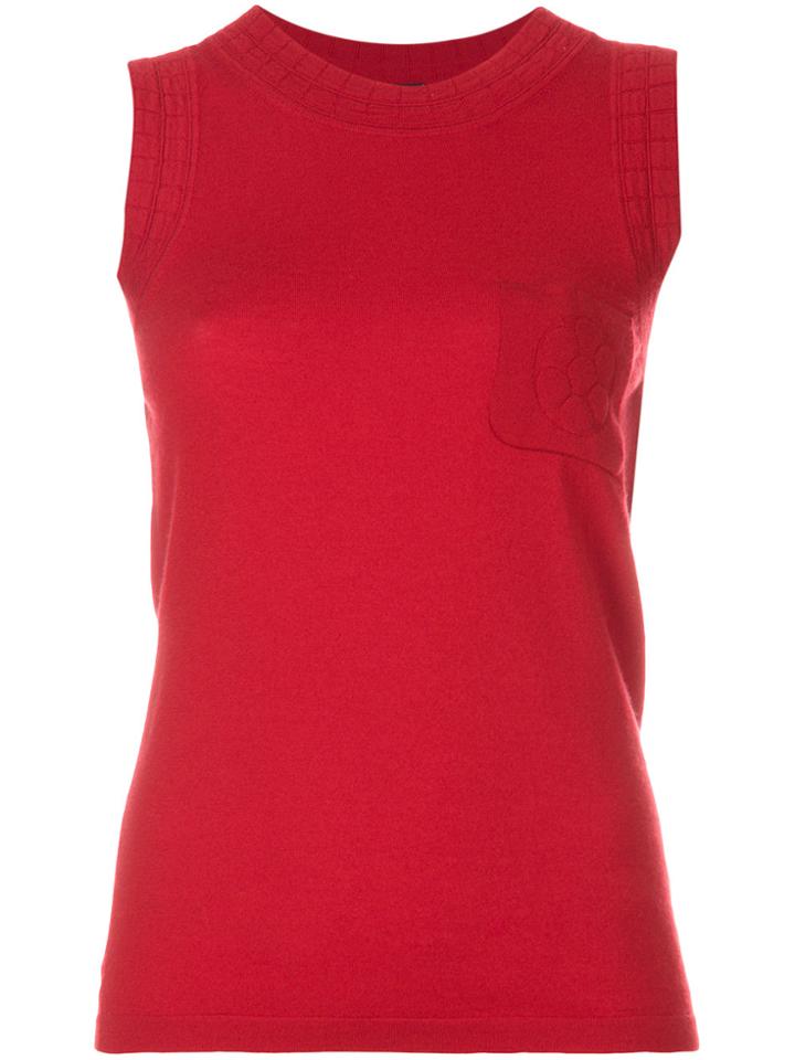 Chanel Vintage Chest Pocket Knitted Blouse - Red